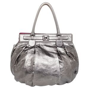 Zagliani Metallic Grey Pewter Satchel